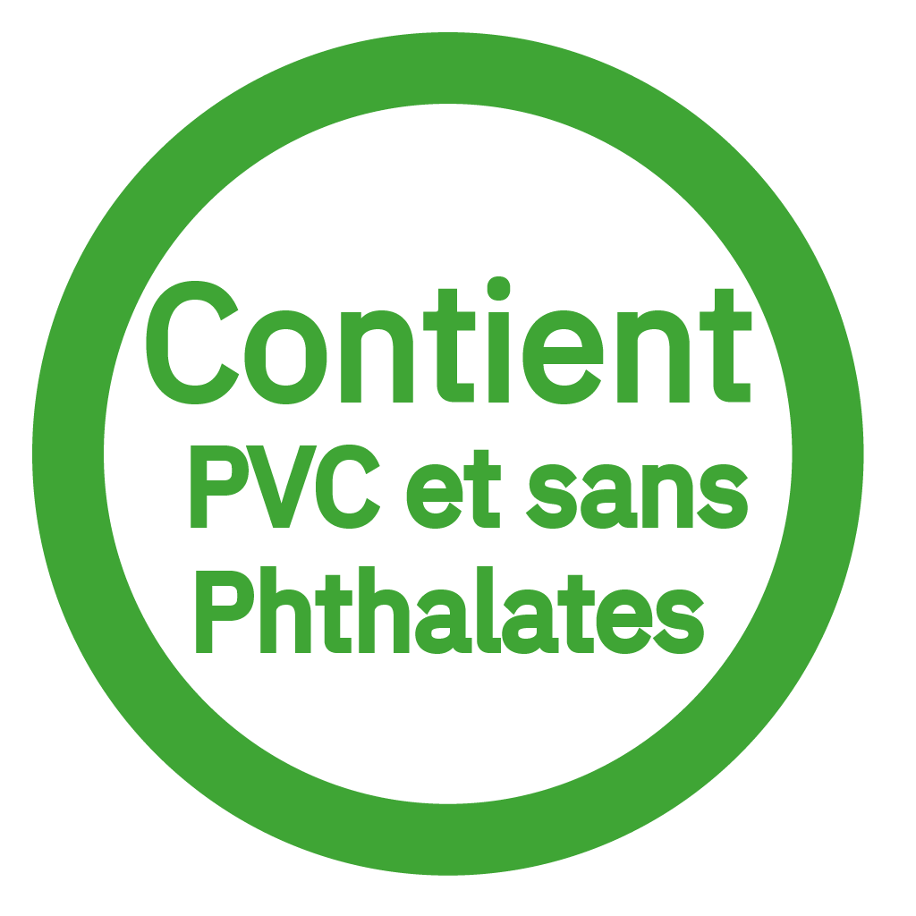 L'article est libellé comme contenant du PVC (Polyvinyl chloride) avec Phtalate. - Contains PVC without Phthalates